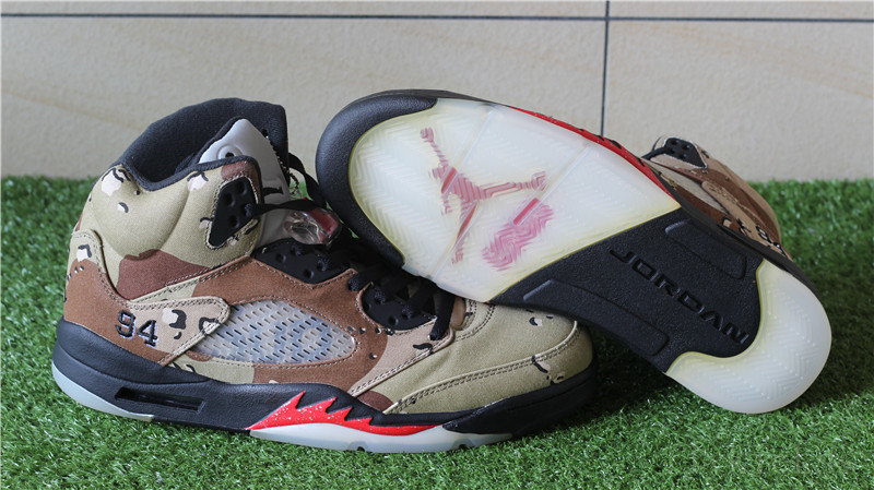 Authentic Supreme x Air Jordan 5 Camo Desert Storm